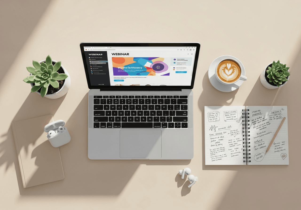 Modern workspace with summit planning materials